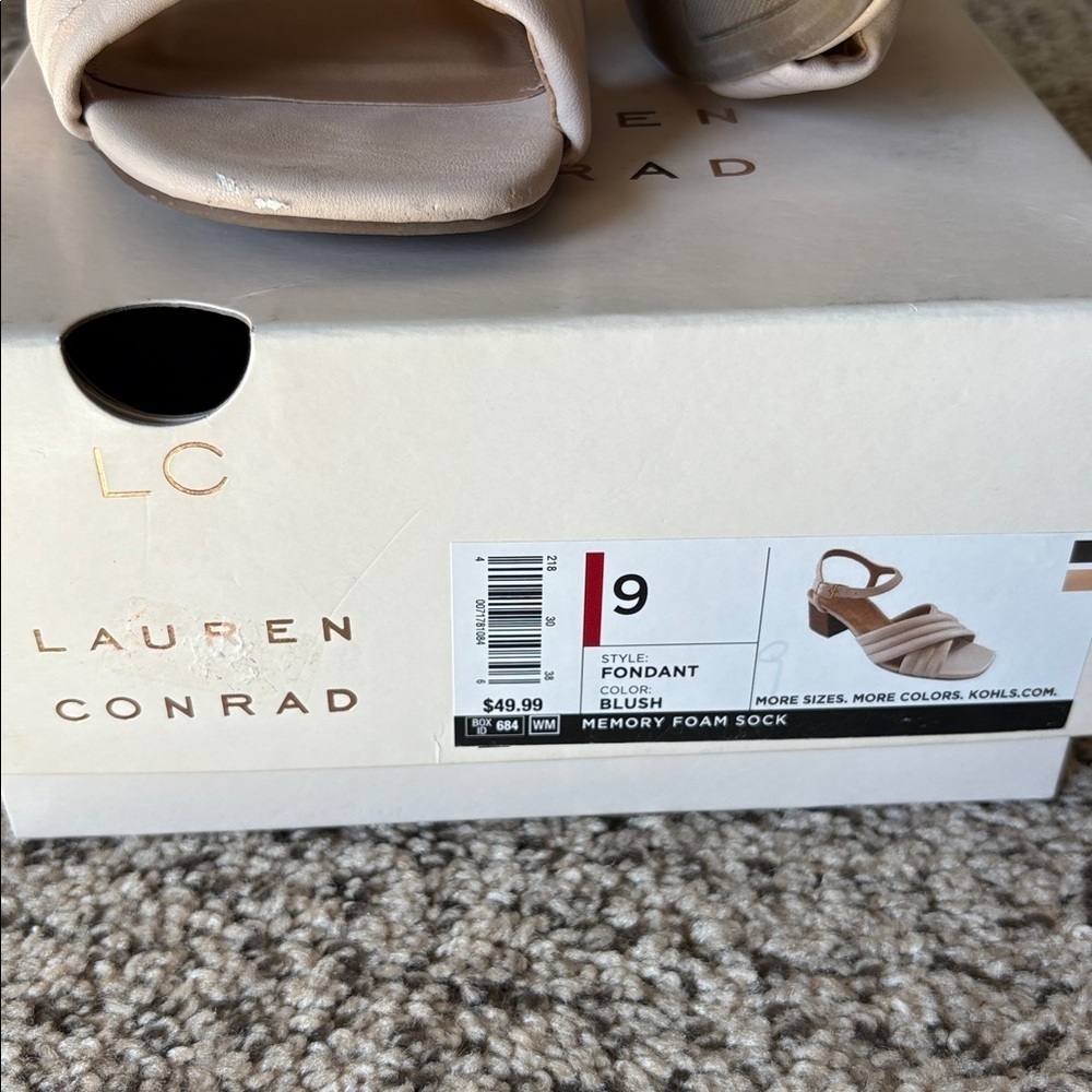 LC Lauren Conrad Cream Blush Pink Block Heel Sandals Size 9 - Picture 2 of 8